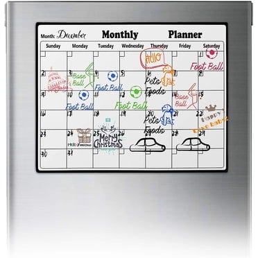 Calendrier Mensuel Effaçable à Sec Grand Calendrier Magnétique, Planificateur Annuel Vierge Non Daté pour Réfrigérateur Bureau Famille Cuisine Mur - Récurage Facile