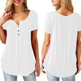 thumbnail image 4 of MesaSe Tunique à Basque Ample à Col en V pour Femmes, Hauts d'Été Amples à Manches Courtes, Blouse Décontractée Blanche XXXXXL, 4 of 5