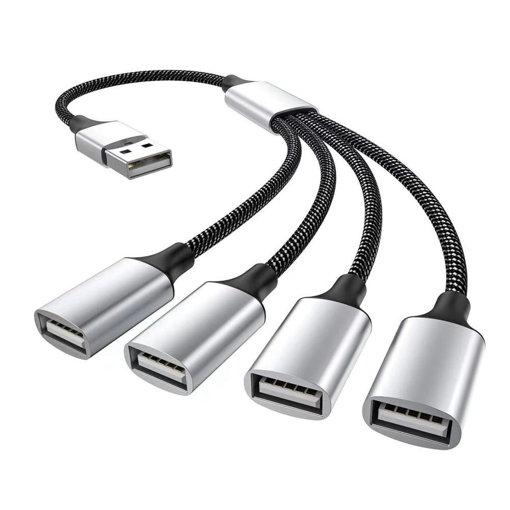 USB To USB 2.0 Triple USB Port HUB OTG Adapter Cable Hab Data Charging Convertor USB Extension Splitter, USB a To 4 USB,1 x USB HUB Splitter Adapter,Black & Silver