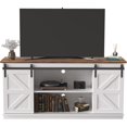 thumbnail image 1 of Jummico Tv Stand For 65 Inch Tv Entertainment Center With Storage Cabinets And Sliding Barn Doors Mid Century Modern Media Tv Console Table For Living Room Bedroom (Bright White), 1 of 5