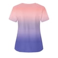 thumbnail image 3 of Cameland Women's Working Uniform Nursing Uniform With Two Pockets Scrubs Top Gradient Color Short Sleeve V-neck Tee, 3 of 3