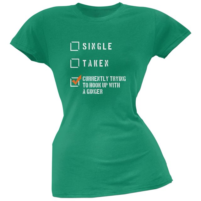 St Patricks Hook Up Ginger Kelly Green Juniors Soft T-Shirt