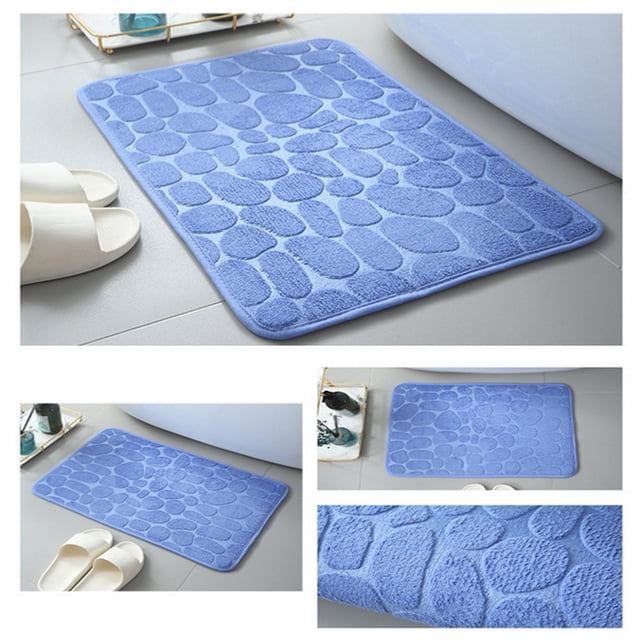 Bigersell Bathroom Mat Clearance Soft & Non-Slip Bath Mat, Water Absorbent and Machine Washable Bath Carpet Rug for Shower Bathroom Floor Rugs Bath Rugs Blue