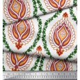 thumbnail image 2 of Soimoi White Rayon Fabric Floral Damask Print Fabric by the Yard 42 Inch Wide, 2 of 3