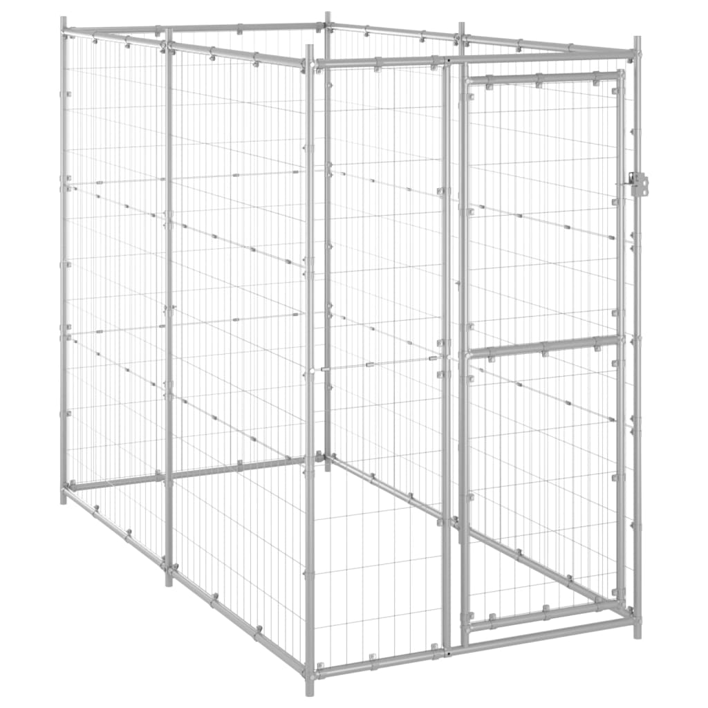 vidaXL Chenil Extérieur pour Chien Acier Galvanisé 110x220x180 cm