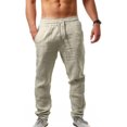 thumbnail image 1 of Innerwin Bottoms Solid Color Men Pants Outdoor Elastic Waist Loose Trousers Khaki L, 1 of 7