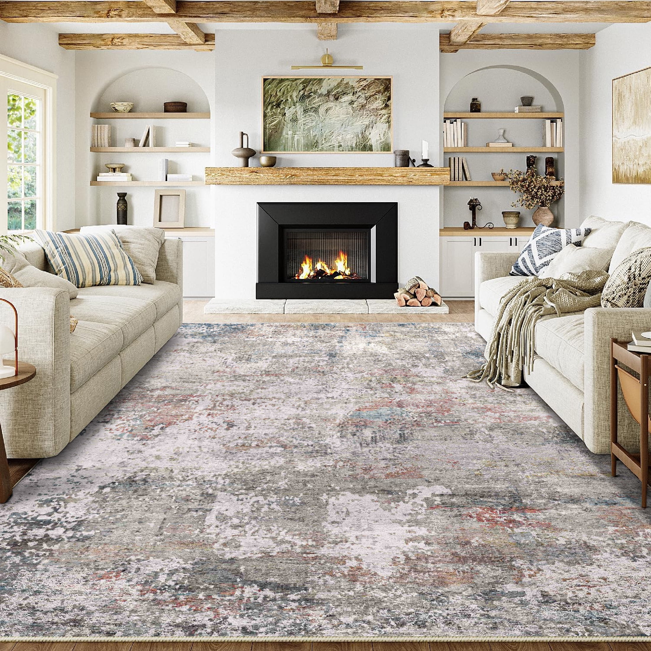 BERTHMEER 3'x5' Small Area Rugs Washable Rugs for Office Kitchen Bedroom Entryway Doorway Entrance Throw Rugs Non-slip, Multicolor
