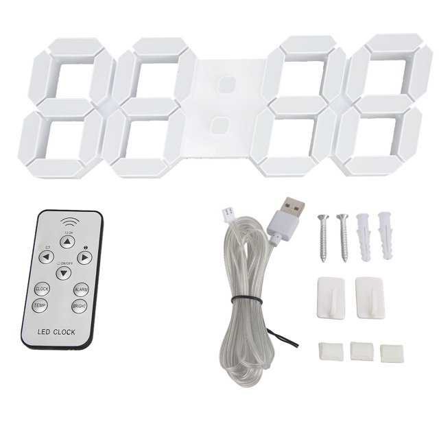 DEWIN 3D LED Wall Clock Brightness Adjustable Innovative 3D Table Wall Clocks with Night Light for Office Home Living Room 15inch