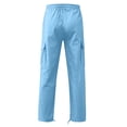thumbnail image 3 of Cargo Pants Plus Size Solid Color Softy Work Pants for Men Mid Rise Casual Loose Dress Pants Lightweight Fashion Straight Fit Daily Drawstring Comfy Pants(Blue,M), 3 of 3