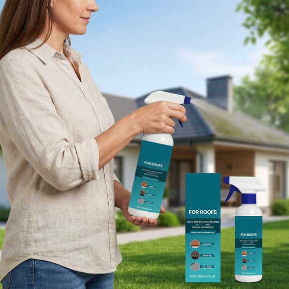 BAOPAI 120ml Roof and Patio Moss Algae Cleaner Gel Fast-Acting Formula for Home Exterior Surfaces No Scrubbing Needed Safe for Shingles Tiles Concrete Wood