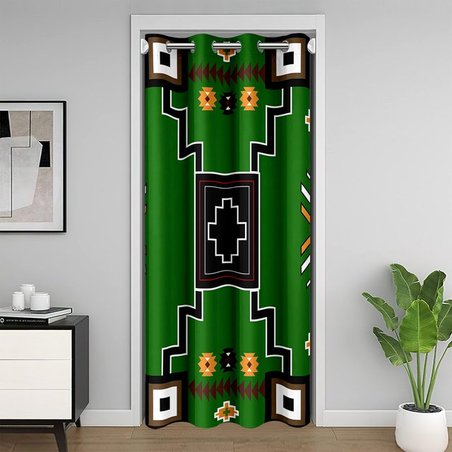 Erosebridal Green Aztec Door Curtain For Door Window 34x80,Hippie Boho Door Drape