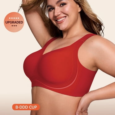 Women's Wireless Support Bra, Full Coverage Plus Size Bra for Seniors, Hontri Bras for Women Supportive Wireless Bra Full Coverage No Underwear Plus Size for Older Women