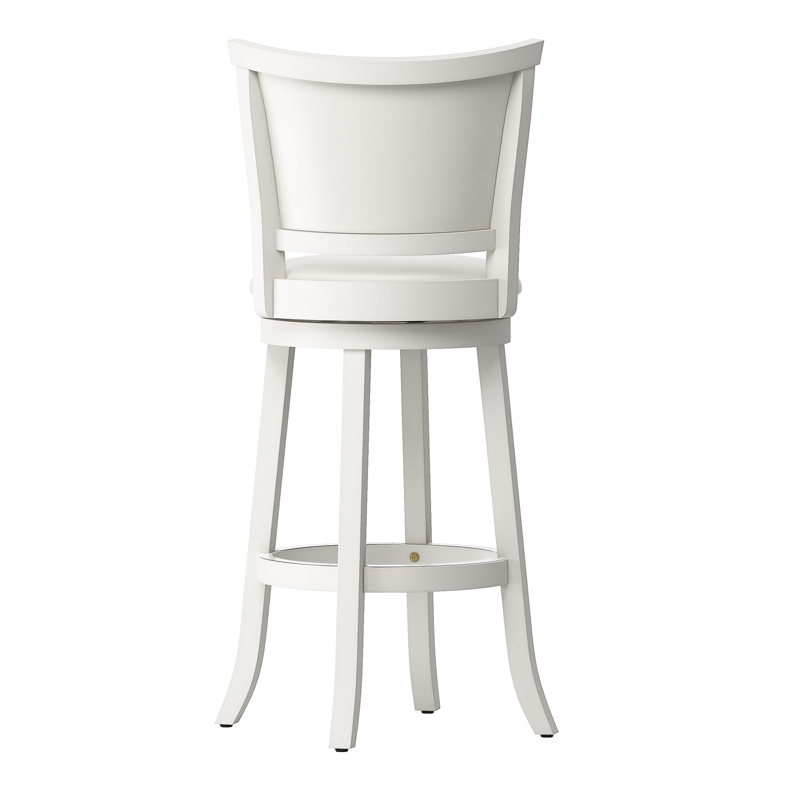Tabourets de bar pivotants d'intérieur CorLiving Wesley en bois massif, hauteur bar, avec assises et dossiers rembourrés en similicuir, blanc (lot de 2)