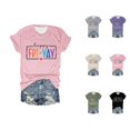 thumbnail image 1 of T-shirts pour Femmes « Happy Friday Teacher » 2026, Mode d'Été, Manches Courtes, Col Ras du Cou, T-Shirts Graphiques Amusants « Friday Weekend », 1 of 3