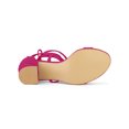 thumbnail image 3 of BLISSFUL STEP Women's Open Toe Lace up Sandals Mid Block Heels Sandals Hot Pink 6, 3 of 8