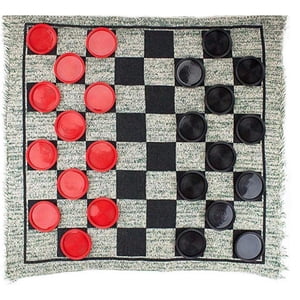 3 en 1 Giant Checkers Set Tic Tac Toe Game Board pour adultes et enfants avec 24 Checker Pieces Indoor and Outdoor Games pour la famille et la fête
