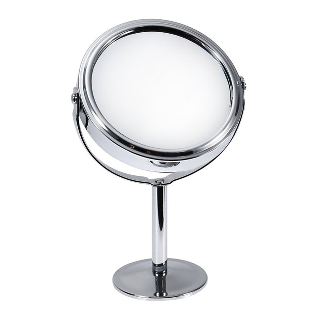 Shisuyan Miroir de Maquillage Grossissant Double Face, Miroir Cosmétique Rond Rotatif avec Cadre Métallique durable. un Côté Offre un Grossissement 1:2 pour une application de Maquillage Précise, l'Autre Offre une Réflexion standard. le Miroir Mesure Environ 9 x 5 x 14,5 cm et a une surface Claire et Haute Définition. Conçu pour une Utilisation sur Bureau avec des angles de Vision Ajustables.
