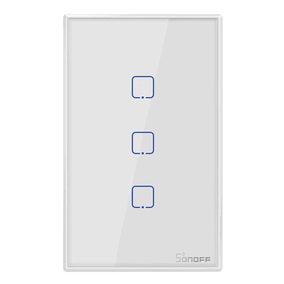 SONOFF T2US3C-TX 3 Gang Smart WiFi Wall Light Switch 433MHz RF Remote Control APP/Touch Control Timer US Standard Panel Smart Switch Compatible with Google Home/Nest & Alexa