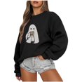 thumbnail image 2 of Meichang Chandails en Molleton d'Halloween pour Femmes 2023 Chandail en Molleton Graphique Fantôme Tendance Col Rond Ample Chemises Décontractées Orange Chandail Tops, 2 of 7