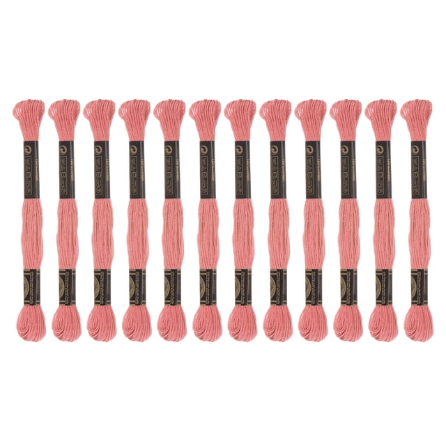Unique Bargains Fil à Broder Rose Foncé, Coton Fibre de 8 m de Long - 12 Écheveaux