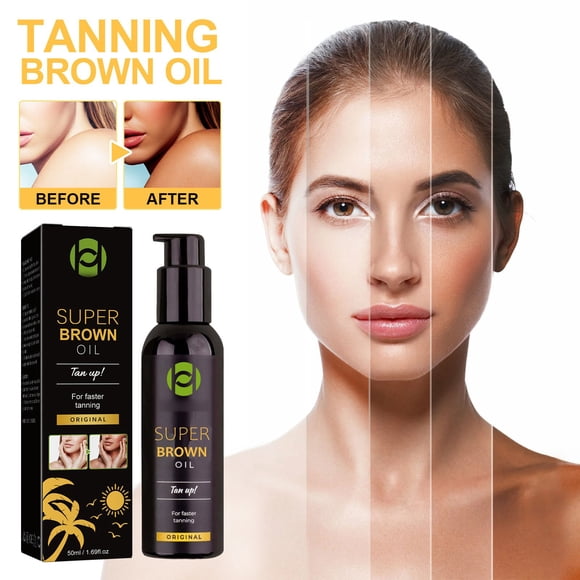 WIFKLSIIPG Super Brown Oil Tanning Oil Summer Seaside Tanning Dark Brown Tan Body Self Tanning Oil Moisturizes Skin 50ml