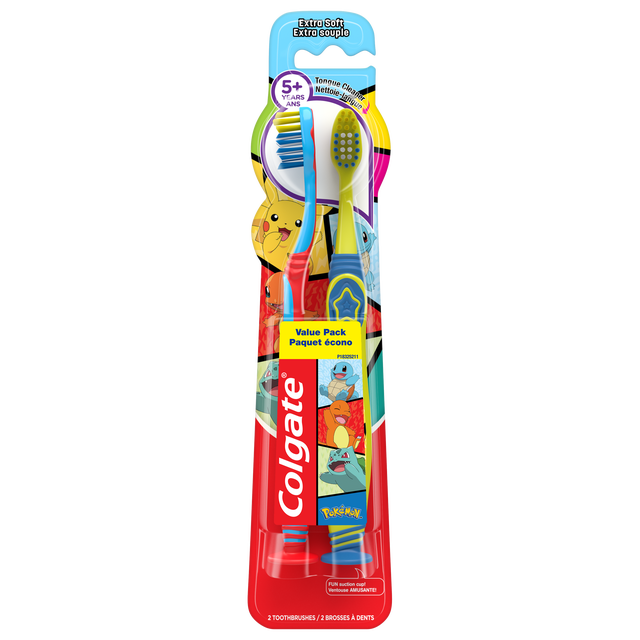 Colgate Kids Pokemon Extra Soft Toothbrush with Suction Cup- 2 Count