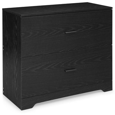 Costway Classeur Latéral à 2 Tiroirs avec Barres Ajustables pour Bureau à Domicile Noir