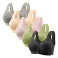 thumbnail image 1 of Amzcrzy 5PC Wireless Bras Comfortable Everyday Plus Size Bras Breathable Solid Color Front Closure Bras Supportive Push Up Bras 50, 1 of 2