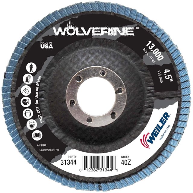 Weiler 804-31344 4-1-2 Inch Vortec Abrasiveflap Disc 7-8 Inch Arbor (10 Pack)