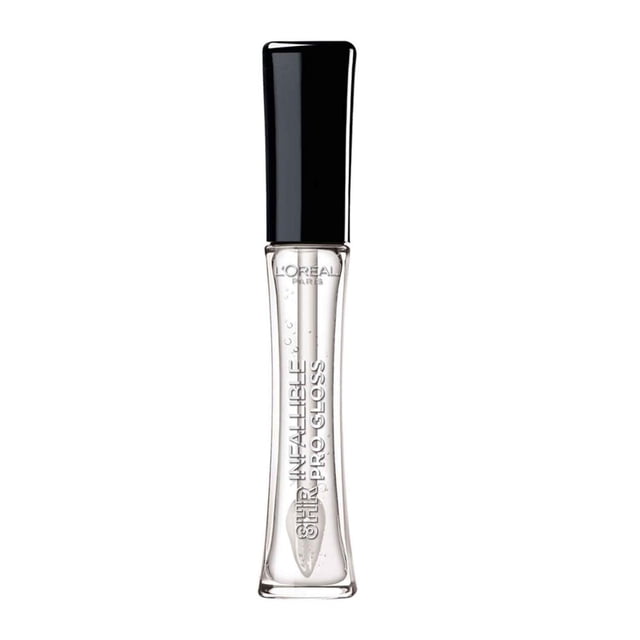 Oréal Paris Infaillible L' Gloss Lip Gloss, 6,3 ml, Brillant à Lèvres transparent en tube Courbé transparent avec Capuchon Noir, Image de Marque Embossée et Applicateur de Précision, Offrant jusqu'à Huit Heures d'Hydratation et une Brillance Élevée, Idéal pour une Couleur des Lèvres Lisse et Longue Tenue.