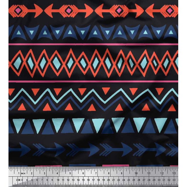 Soimoi Rayon Fabric Geometric African Print Fabric by the Yard 42 Inch Wide