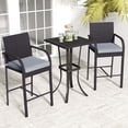thumbnail image 4 of Costway 3 PCS Patio Wicker Bar Set Rattan Chairs & Square Table with Heavy-Duty Metal Frame, 4 of 10