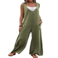 thumbnail image 4 of Combinaison en Coton Sans Manches pour Femmes Pantalon Large Ample Combinaison en Lin Grande Taille, 4 of 6