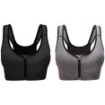 thumbnail image 1 of Sports Bra Front Zipper 2PCS Racerback Padded Yoga Bra Wirefree Bra Sleep Bra, 1 of 10