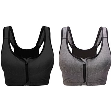 Soutien-gorge de Sport à Fermeture Éclair avant 2 Pcs Dos Nageur Rembourré Soutien-Gorge de Yoga Sans Armatures Soutien-Gorge de Nuit