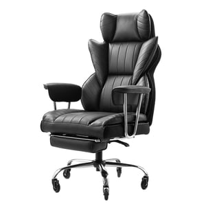 KFFKFF Président du Bureau exécutif avec repose-pieds, 400lb chaise de bureau avec Oreiller Lumbar & Accoudoirs amovibles, chaise ergonomique de service lourd, noir