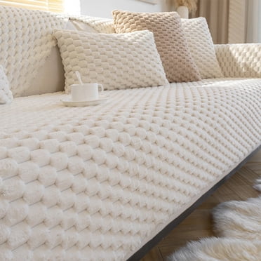 EGNMCR Sofas Housse de Sofa Lavable Antidérapante en Peluche, Convient aux Trois Places, Housse de Sofa Épaisse et Douce, Coussin de Sofa en Flocage