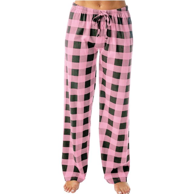 Dealovy Pajama Pants for Women High Waisted Plaid Pjs Bottoms Drawstring Color Block Comfy Lounge Trousers