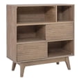 thumbnail image 1 of Pemberly Row Bookcase 3 Open Shelves 2 Sliding Door Panels in Natural, 1 of 12