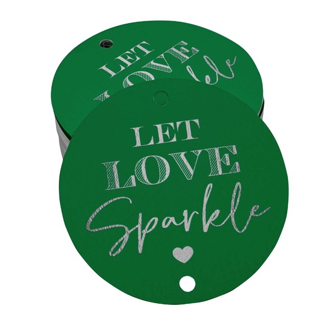Inkdotpot Silver Foil Paper Hang Tags Let Love Sparkle Wedding Favor Tags 50 Pieces