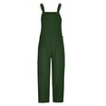thumbnail image 4 of fartey Women Plus Size Cotton Linen Romper Casual Sleeveless Square Neck Relaxed Overalls Pockets Adjustable Strap Solid Color Rompers, 4 of 6