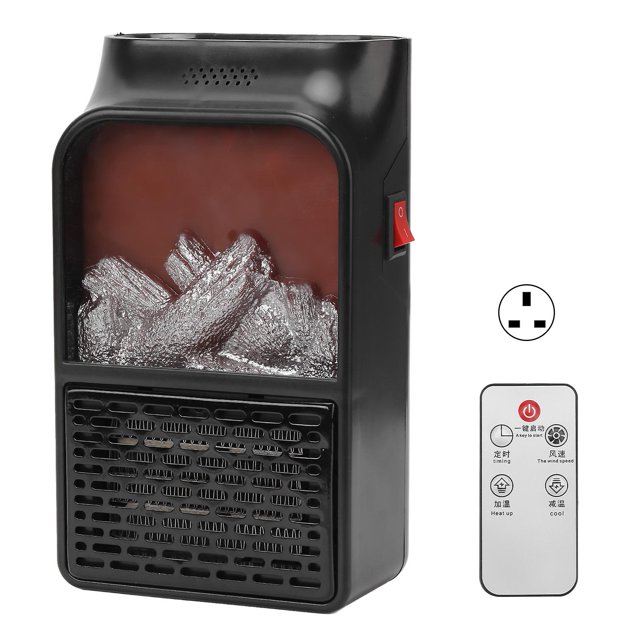 900W Space Heater Small Portable Ceramic PTC Electric Heater Fan Fireplace Heater with Simulated Flame