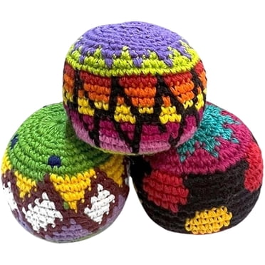 SBYOJLPB 3PCS Hand Woven Footbag Hacky Sack Kick for Kids Adults Assorted for Outdoor Indoor Play Juggling Footbag Games