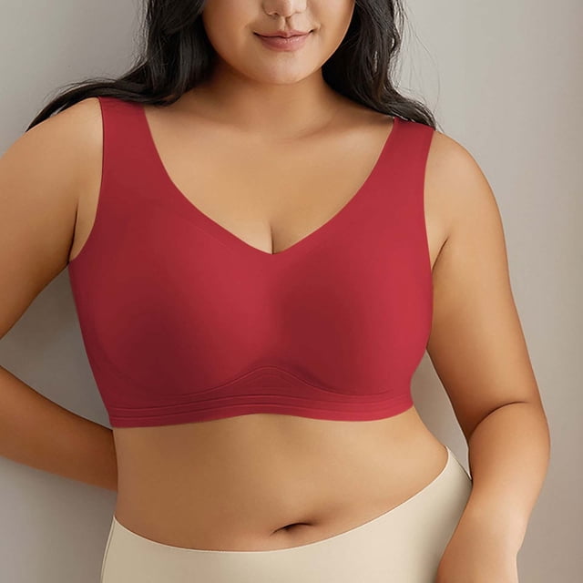TIMIFIS Plus Size Bras for Women Seamless Push Up Full Coverages Daily Bra No Rims Comfortable Soft Seamless Wireless Bras