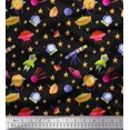 thumbnail image 1 of Soimoi Rayon Fabric Spaceship,Star & Telescope Cartoon Fabric Prints by Yard 56 Inch Wide, 1 of 3