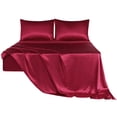 thumbnail image 1 of Unique Bargains Satin Sheet Set 4 Pcs Polyester Silky and Soft Sheets, 1 of 8