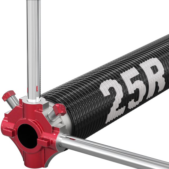 Blesseras 218 x 25 Right Hand Wound Garage Door Torsion Spring with Non-Slip Winding Bars 0.218 X 2'' X 25'' Right-Wound for Left Side Red Winding Cone Single Pack