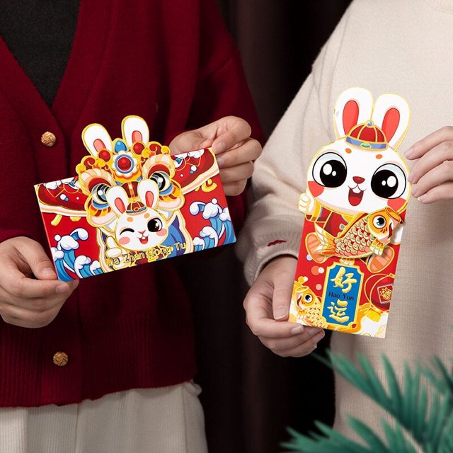 6pcs Red Envelopes Spring Festival Chinese New Year Cartoon Packet Money Greetings Paper Cute Pouch Envelope Packing Cartoon Lucky NO4