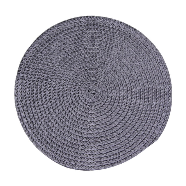 yulier 15 inch Round Woven Placemats Non Slip Heat Resistant Round Table Mats Washable Place Mats for Kitchen Dining Table Party Decoration, Dark Grey