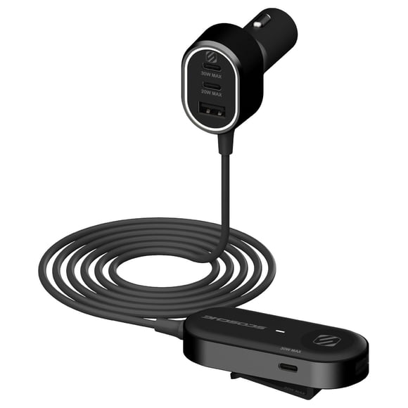 Scosche CPD100EX-SP 100W USB Charger Adapter PD 30W & 20W USB-C Ports & 18W USB-A Port w/ 5FT Cable